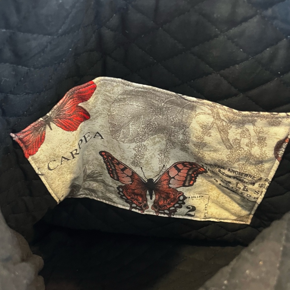 Handmade Roll Zip Backpack Denim Hand Painted Floral Textile Leather Boho Bag - Picture 7 of 13